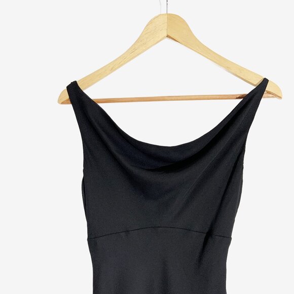 Vintage Y2K Black Chiffon Slip Dress with Cowl Neckline / Made in USA / Small - Picture 3 of 12